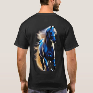 T-shirt Étalon Cosmique : Cheval de Fantaisie Bleu Lumineu