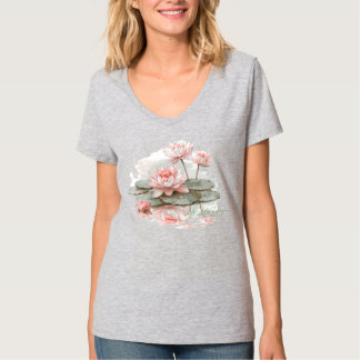 T-shirt Étang de lotus gris nez personnel