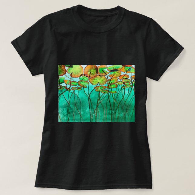 T-shirt étang vert serein avec lilypads (Design devant)