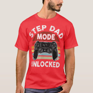 T-shirt Étape Papa Mode Déverrouillé, Jeu Joueur Père