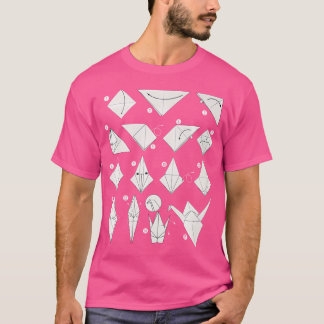 T-shirt Étapes pliantes Origami de la grue en papier
