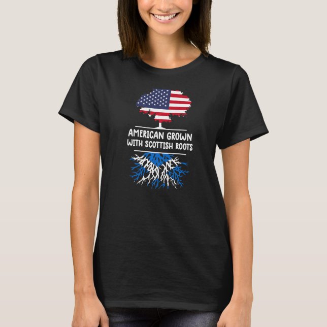 T-shirt Étasunienne de croissance écossaise Racines Écosse (Devant)
