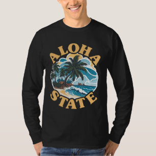 T-shirt État Aloha 808 Surf Vintage Plage Hawaii Surfe
