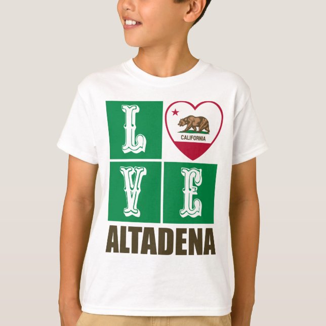 T-shirt Etat de Californie - Drapeau Coeur Altadena (Devant)