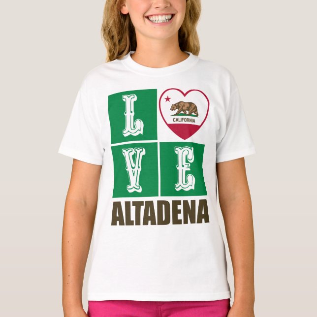 T-shirt Etat de Californie - Drapeau Coeur Altadena (Devant)