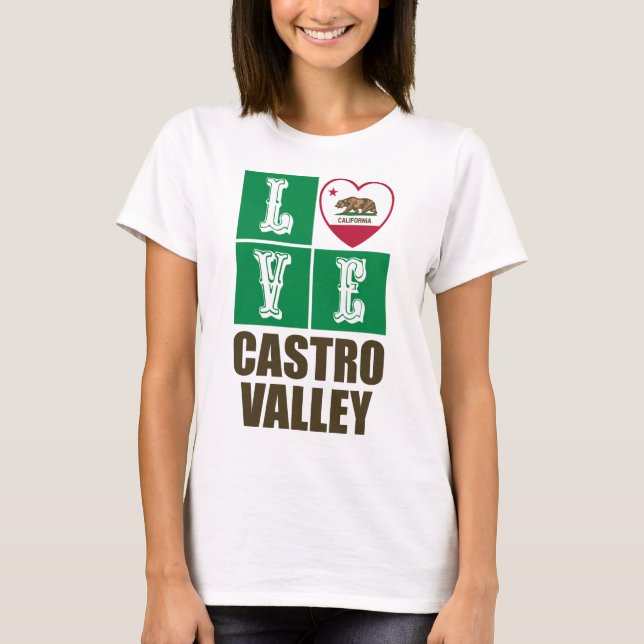 T-shirt Etat de Californie Drapeau Coeur Castro Valley (Devant)