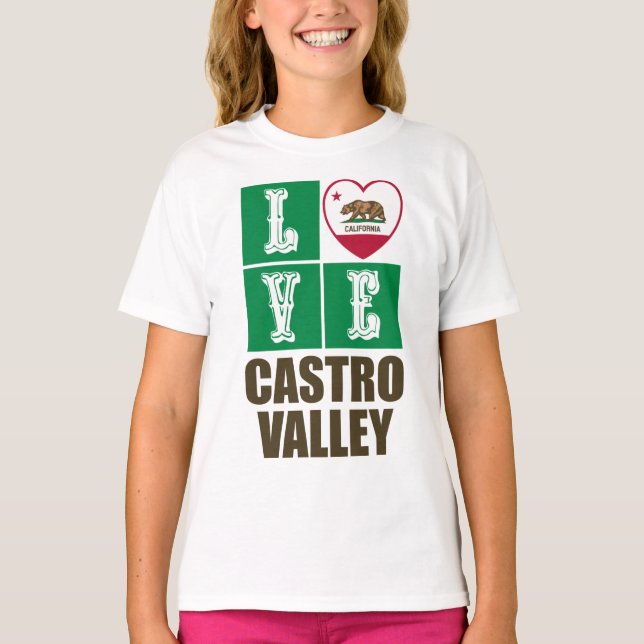 T-shirt Etat de Californie Drapeau Coeur Castro Valley (Devant)