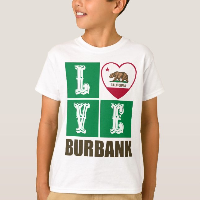 T-shirt État de Californie Drapeau Heart Burbank (Devant)