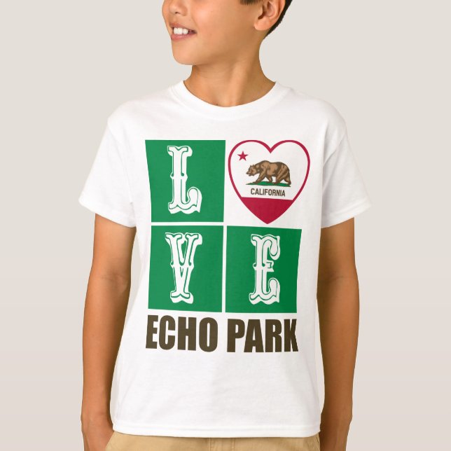 T-shirt Etat de Californie Drapeau Heart Echo Park (Devant)