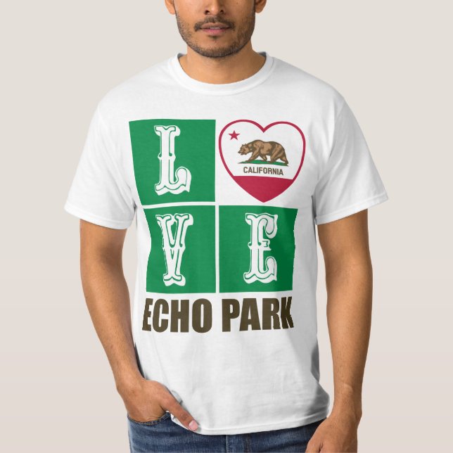 T-shirt Etat de Californie Drapeau Heart Echo Park (Devant)