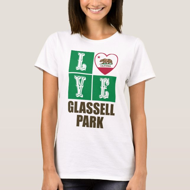 T-shirt Etat de Californie Drapeau Heart Glassell Park (Devant)