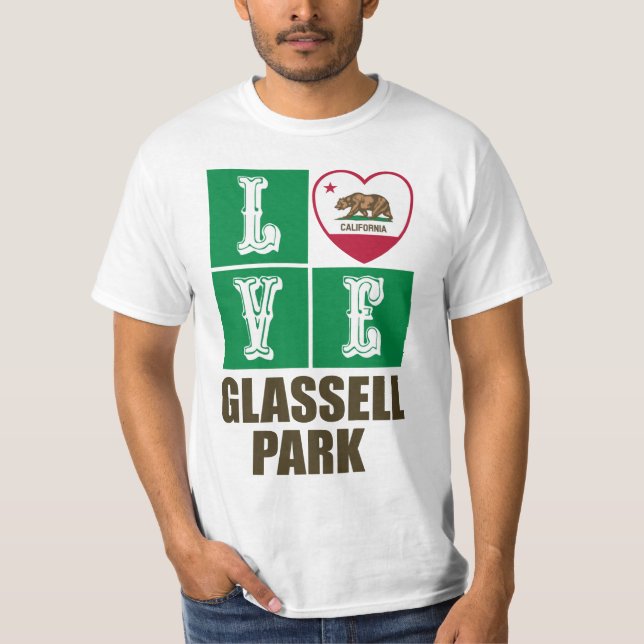 T-shirt Etat de Californie Drapeau Heart Glassell Park (Devant)
