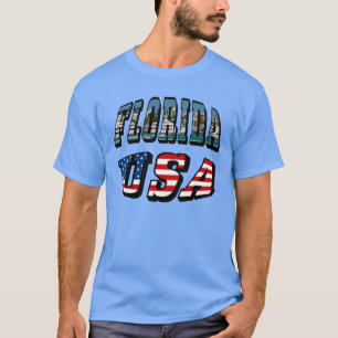 T-shirt Etat de Floride et Etats-Unis Drapeau Texte Unisex