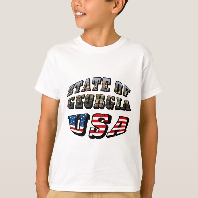 T-shirt Etat de Géorgie et Etats-Unis Texte du drapeau (Devant)