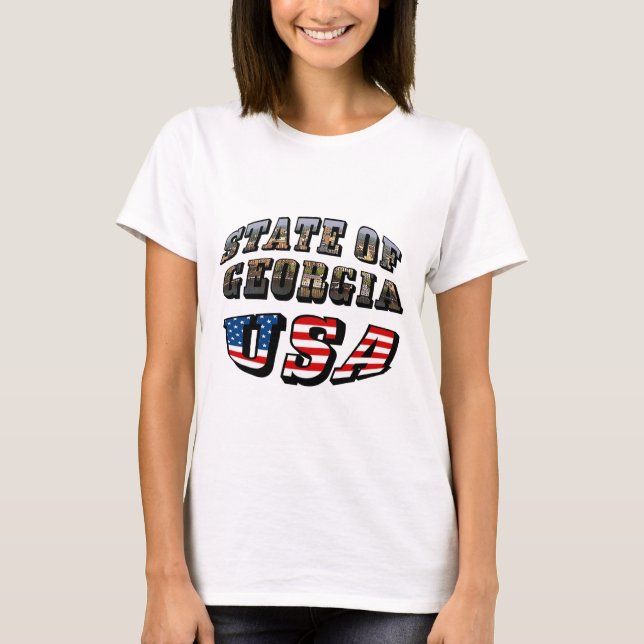 T-shirt Etat de Géorgie et Etats-Unis Texte du drapeau (Devant)