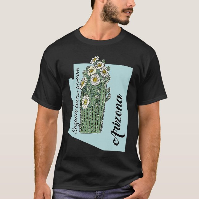 T-shirt État de l'Arizona Fleur Saguaro fleur de cactus (Devant)