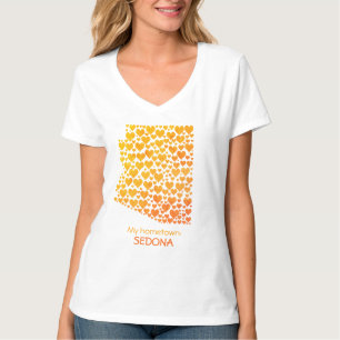 T-shirt État de l'Arizona Silhouette Coeurs et ville natal