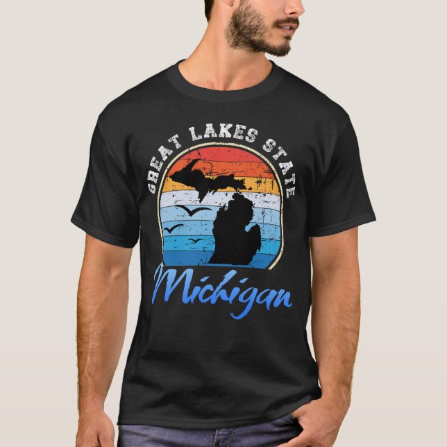 T-shirt État des Grands Lacs Michigan (Devant)