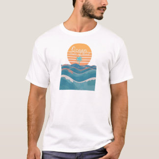 T-shirt État d'esprit océanique Coucher de soleil tropical