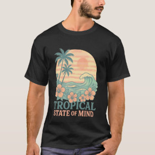 T-shirt État d'esprit tropical fleur d'hibiscus palmier O