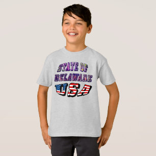 T-shirt Etat du Delaware USA Photo & Flag Text