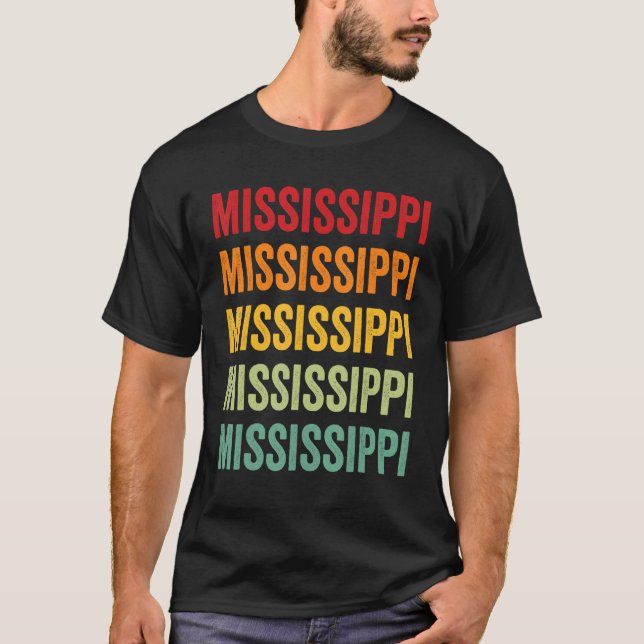 T-shirt État du Mississippi Rainbow (Devant)