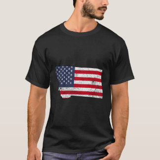 T-shirt État Du Montana Plan Avec Drapeau Us Add026A