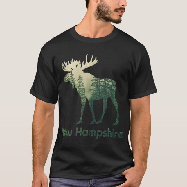 T-shirt État Du New Hampshire Moose Forest Tree Hunter Wi (Devant)