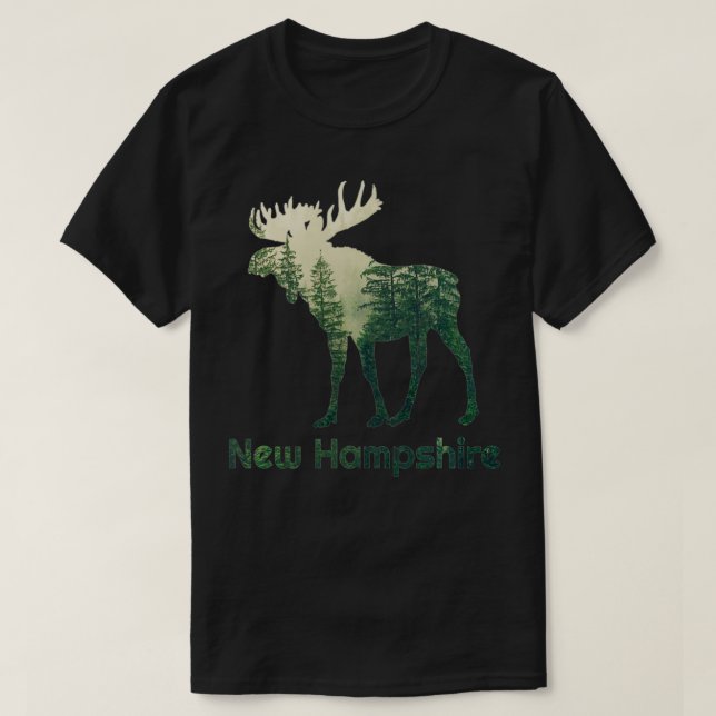 T-shirt État Du New Hampshire Moose Forest Tree Hunter Wi (Design devant)