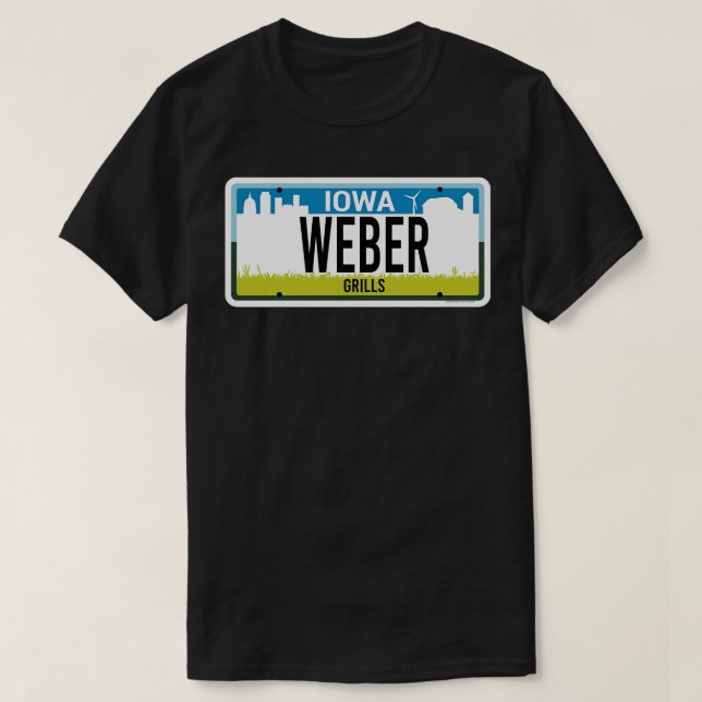 T-shirt Etat Iowa personnalisé Weber plaque d'immatriculat (Design devant)