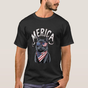 T-shirt État-Unis 'Merica Chat 4 juillet Hommes Femmes Enf