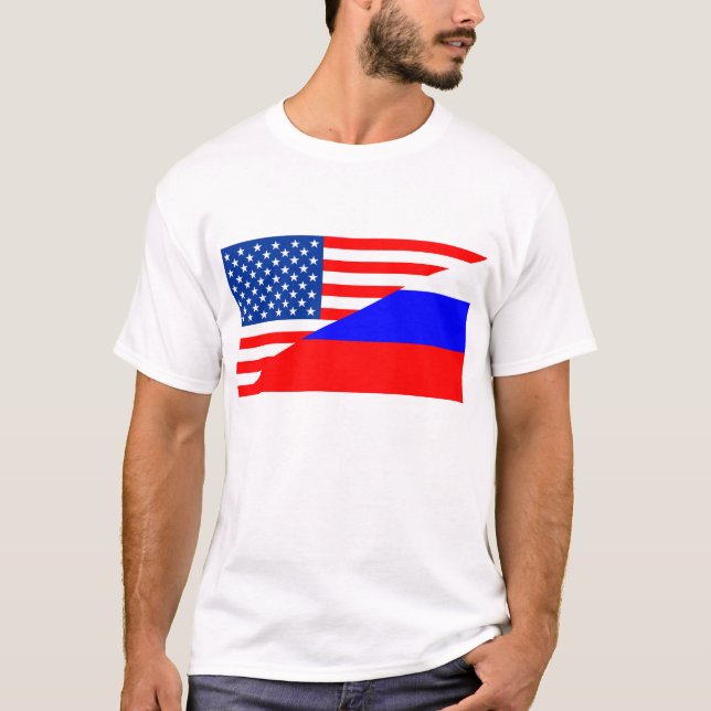 T-shirt etat-unis russie demi-drapeau états-unis (Devant)