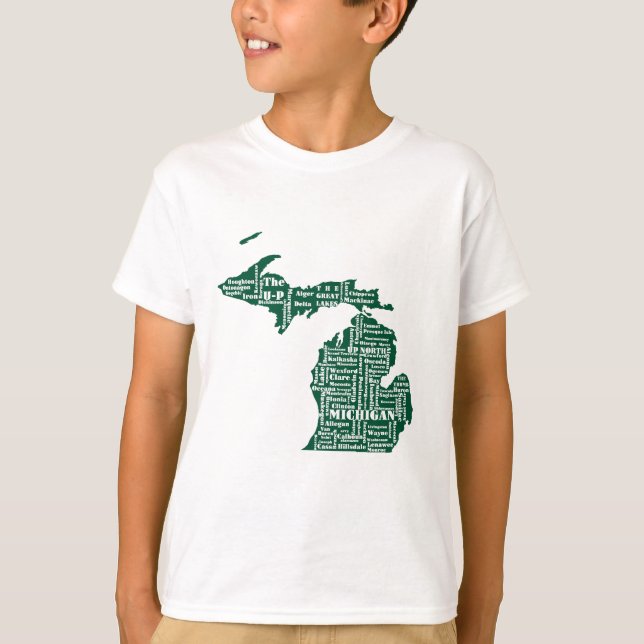 T-shirt État vert des villes du Michigan (Devant)