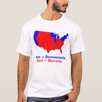 T-shirt états, bleu = Democratic, rouge = imbécile