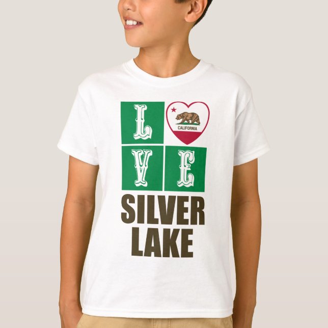 T-shirt États de Californie Drapeau Heart Silver Lake (Devant)