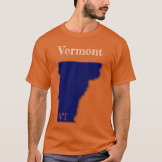 T-shirt États du Vermont [Conception bleue de la marine]