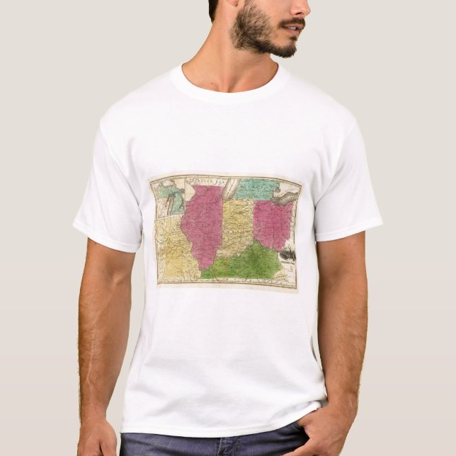 T-shirt États Occidentaux avec la carte d'encart du (Devant)