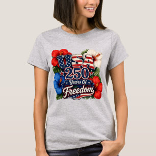 T-shirt États-Unis 250 Ans De Liberté Fleurs D'Hibiscus Tr