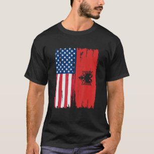 T-shirt États-Unis Albanie Racines du drapeau semi-américa