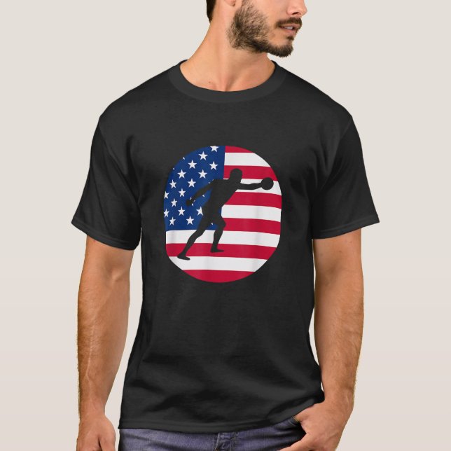T-shirt Etats-Unis Amérique Drapeau Discus Thailler Discus (Devant)