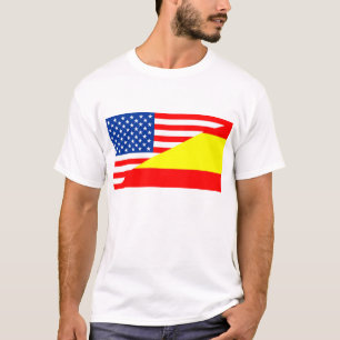 T-shirt etats-unis amérique espagne demi drapeau usa pays