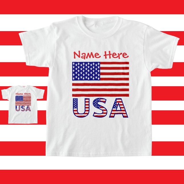 T-shirt Etats-Unis Amérique Rouge Personnalisée fille (Créateur téléchargé)