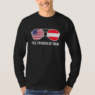 T-shirt Etats-Unis Autriche Drapeau Lunettes de soleil Aut