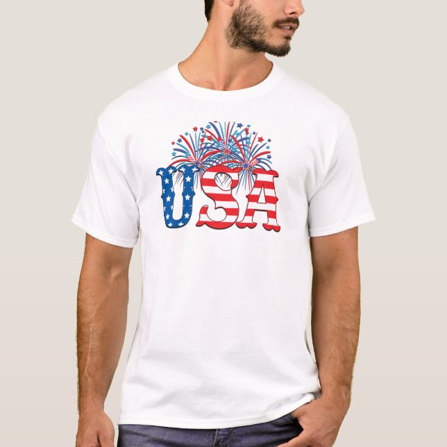 T-shirt États-Unis avec feux d'artifice (Devant)
