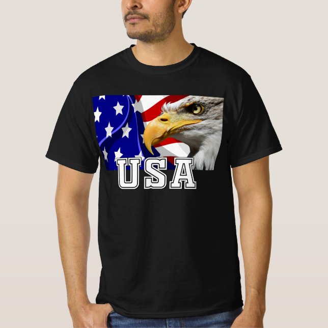 T-shirt États-Unis avec un drapeau américain et Eagle T-Sh (Devant)