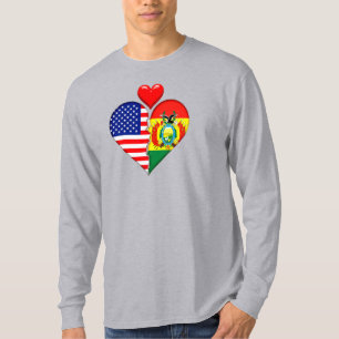 T-shirt États-Unis Bolivie Cœurs drapeaux Patrimoinnes his