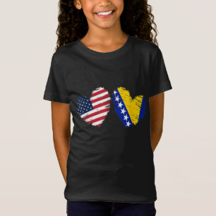 T-Shirt États-Unis Bosnie-Herzégovine Drapeau Coeur bosnia