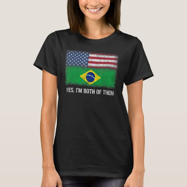 T-shirt États-Unis Brésil Brésil Brésil Américain Drapeau  (Devant)