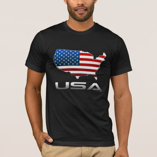 T-shirt États-Unis : Carte et drapeau (Devant)