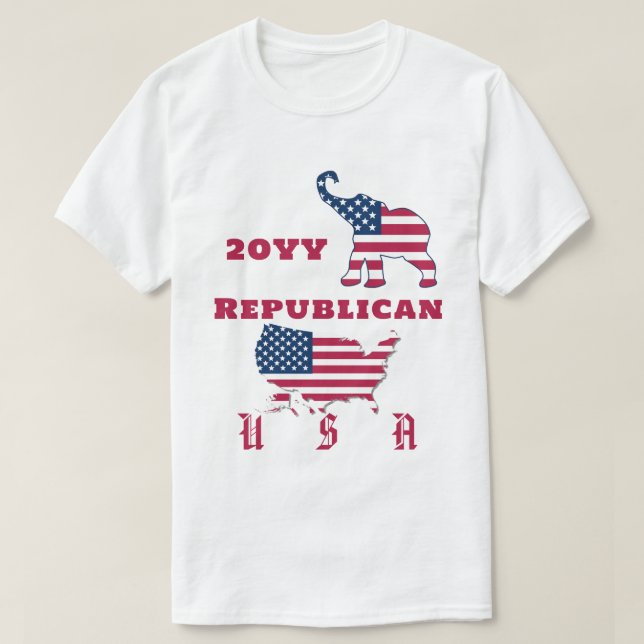 T-shirt États-Unis Carte Parti républicain Eléphant sur l' (Design devant)